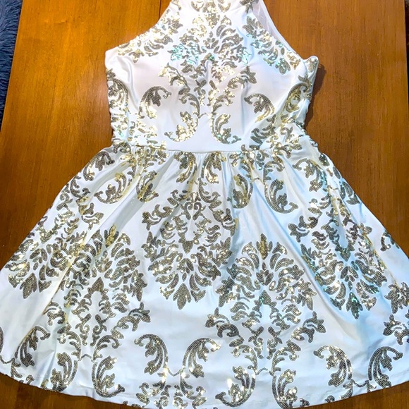 Cocktail dress size 15/16 in cream and gold - Picture 1 of 4